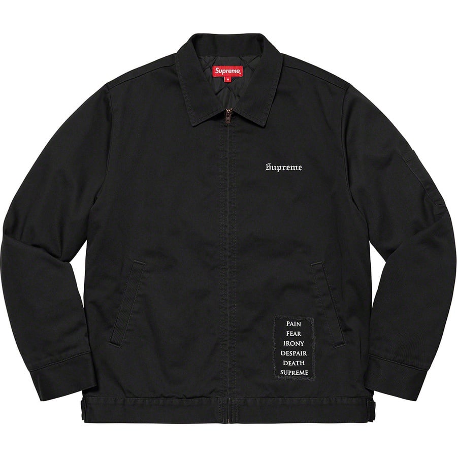 Details on Supreme The Crow Work Jacket Black from fall winter
                                                    2021 (Price is $238)