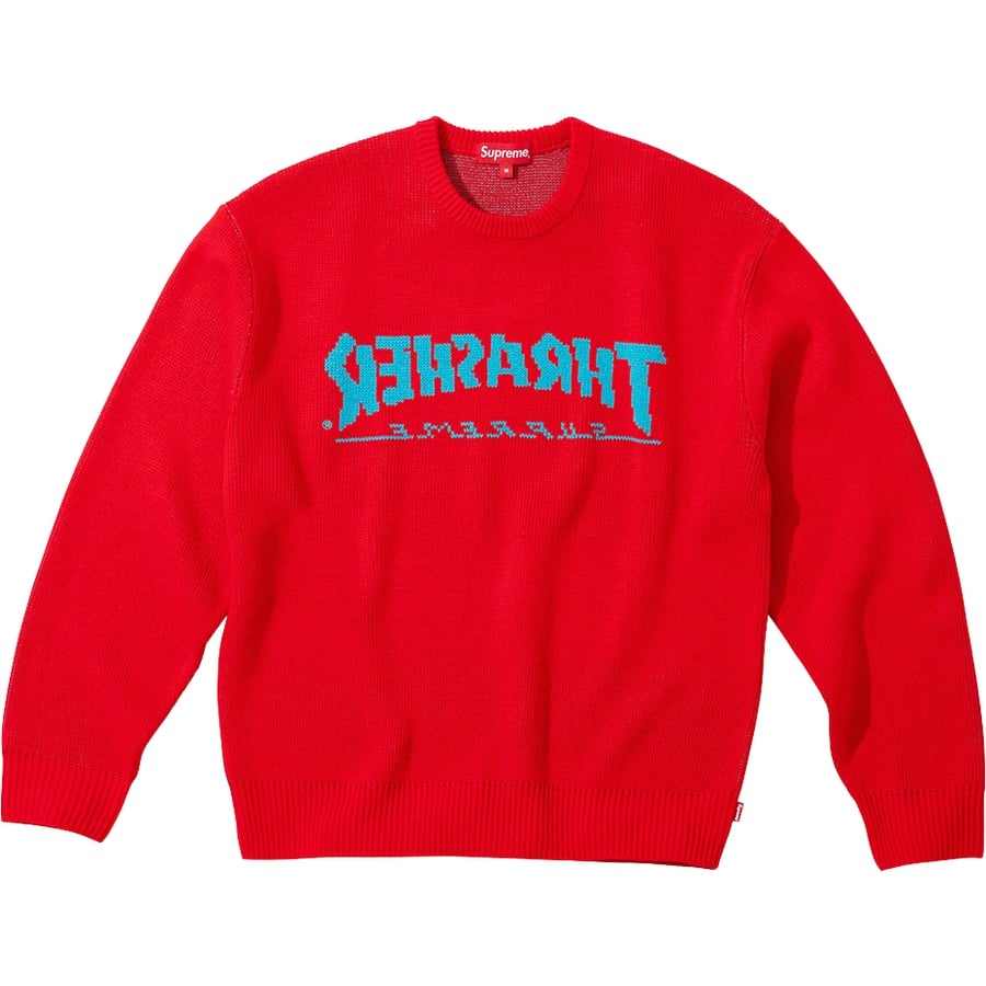 Details on Supreme Thrasher Sweater  from fall winter 2021 (Price is $168)