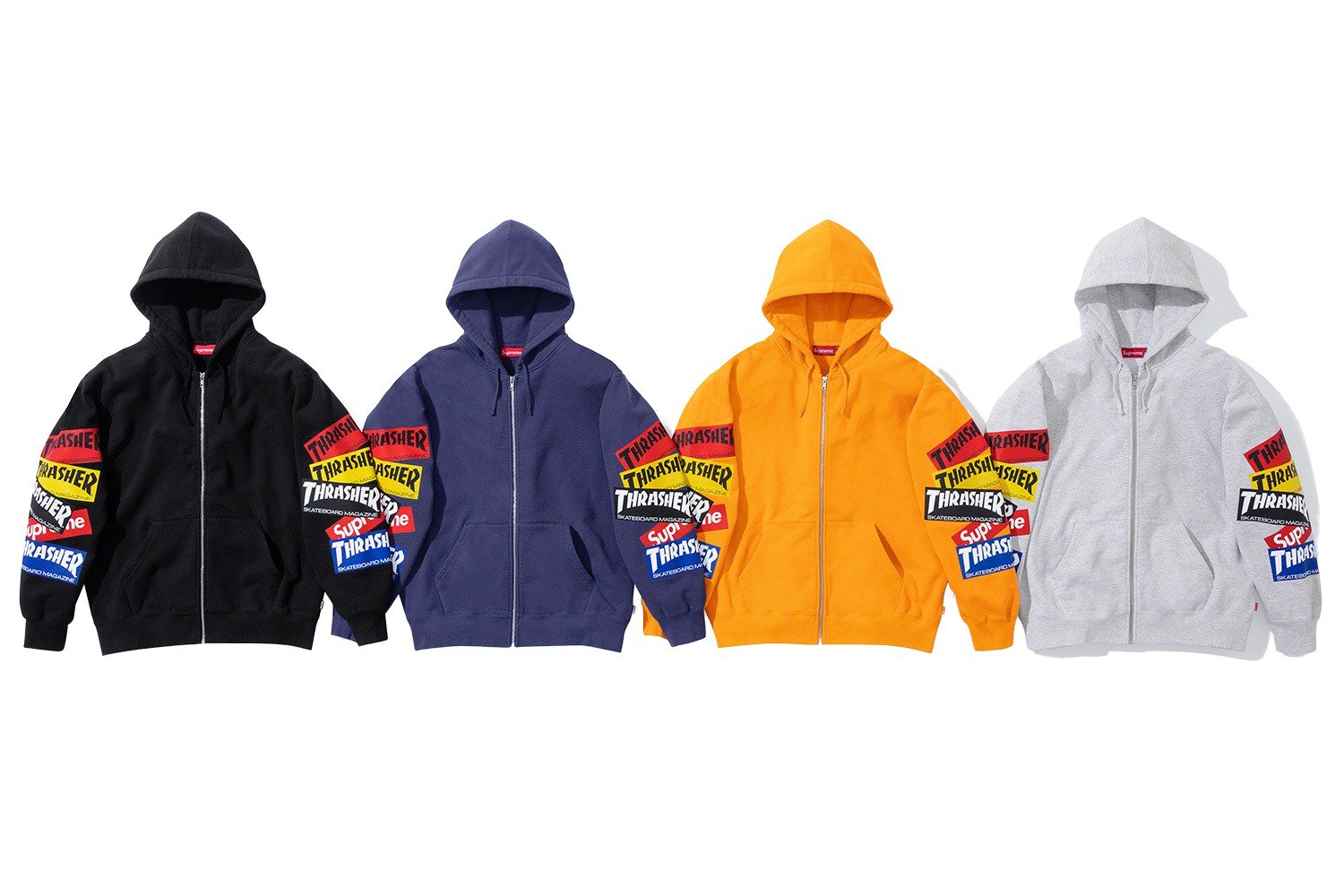 Thrasher Multi Logo Zip Up Hooded Sweatshirt - fall winter 2021