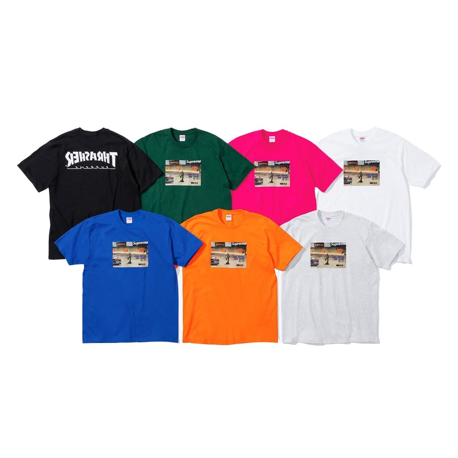 Details on Supreme Thrasher Game Tee from fall winter 2021 (Price is $44)