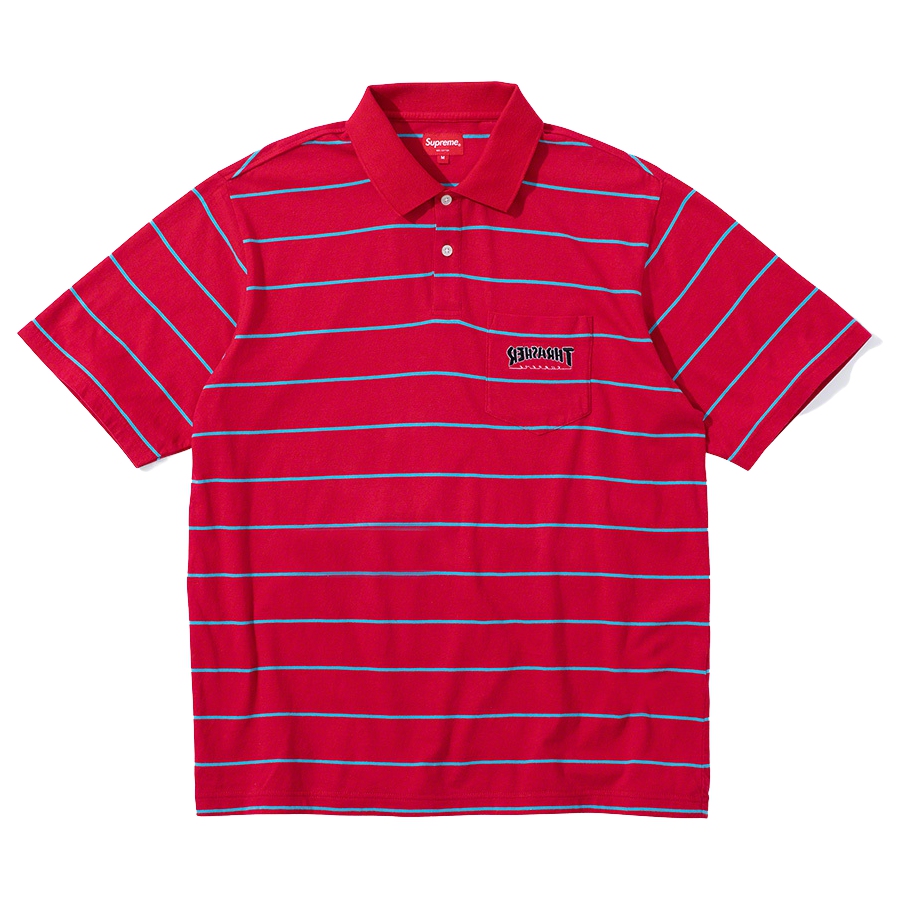 Details on Supreme Thrasher Stripe Polo  from fall winter 2021 (Price is $98)