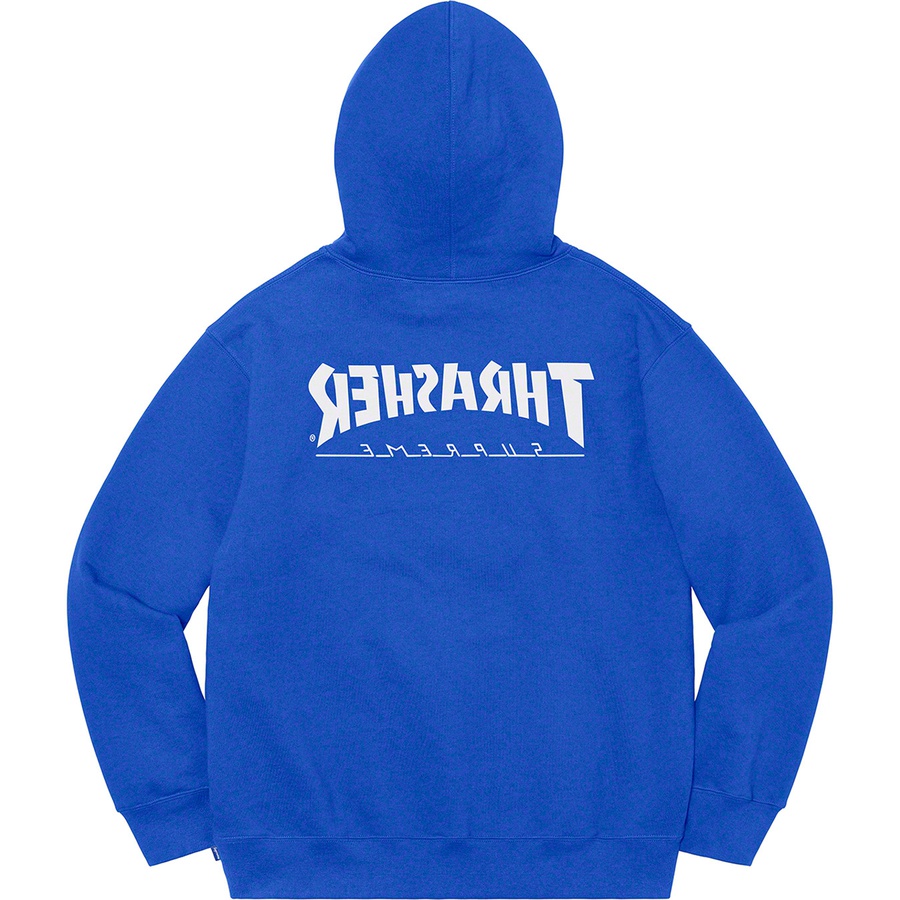 Details on Supreme Thrasher Hooded Sweatshirt Royal from fall winter 2021 (Price is $168)