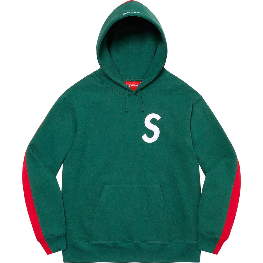 Details on S Logo Split Hooded Sweatshirt Dark Green from fall winter
                                                    2021 (Price is $168)
