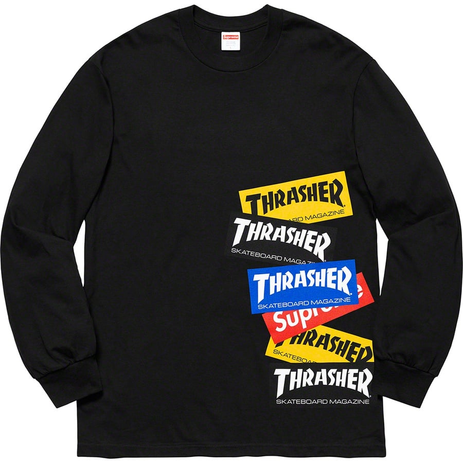 Details on Supreme Thrasher Multi Logo L S Tee Black from fall winter
                                                    2021 (Price is $54)