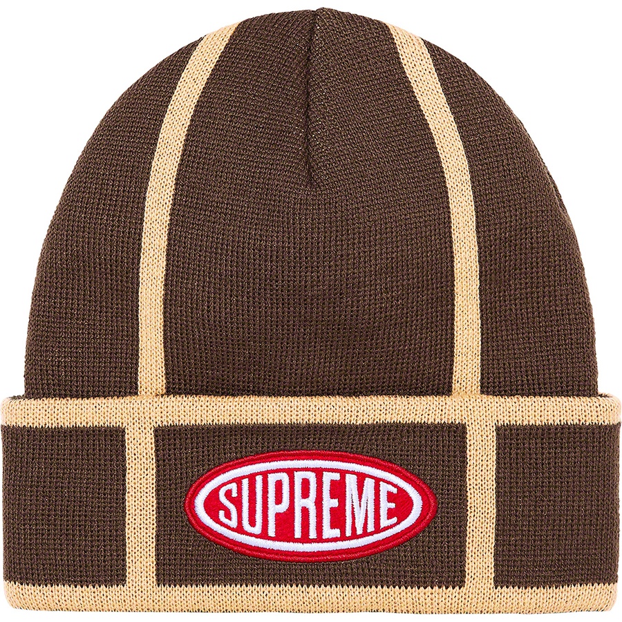 Details on Grid Beanie Brown from fall winter 2021 (Price is $38)