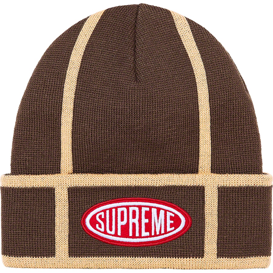 Details on Grid Beanie Brown from fall winter
                                                    2021 (Price is $38)