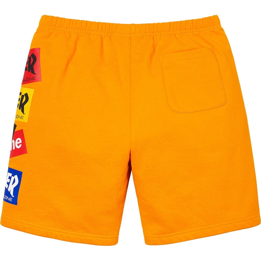 Details on Supreme Thrasher Multi Logo Sweatshort Gold from fall winter 2021 (Price is $118)
