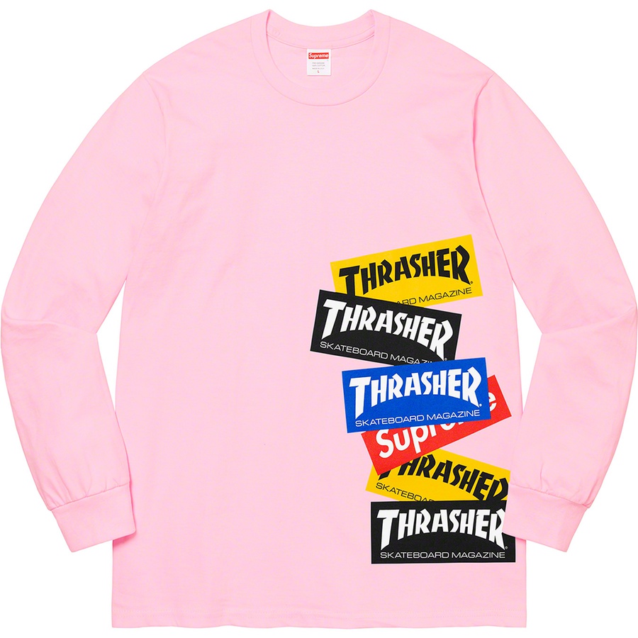 Details on Supreme Thrasher Multi Logo L S Tee Light Pink from fall winter
                                                    2021 (Price is $54)