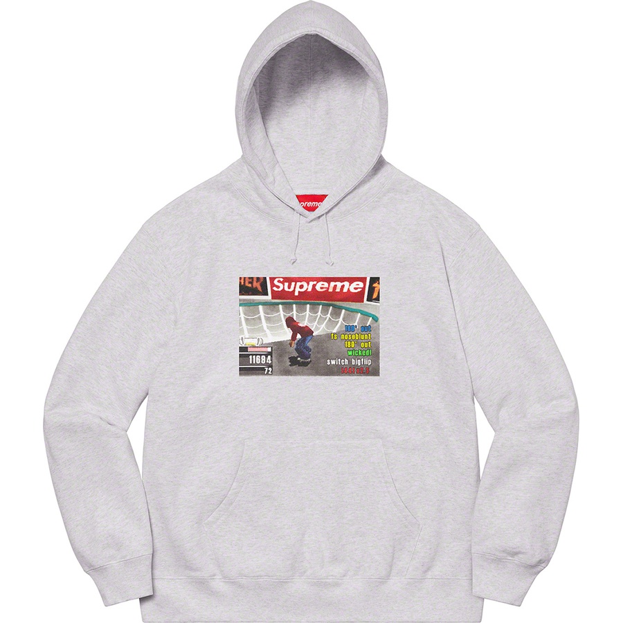Details on Supreme Thrasher Hooded Sweatshirt Ash Grey from fall winter 2021 (Price is $168)