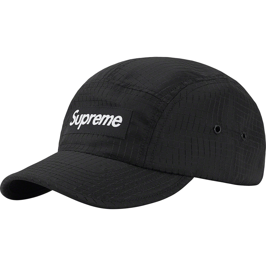 Details on Camo Ripstop Camp Cap Black from fall winter 2021 (Price is $48)