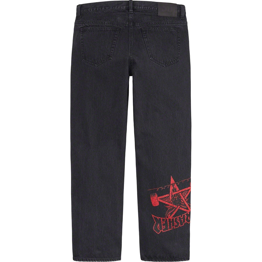 Details on Supreme Thrasher Regular Jean Washed Black from fall winter
                                                    2021 (Price is $168)