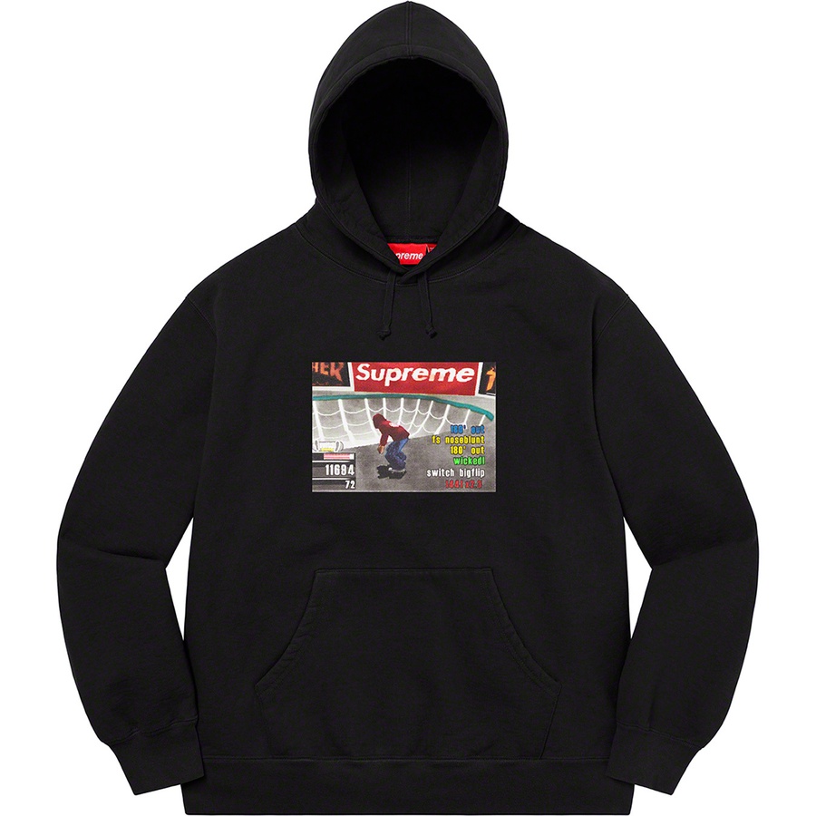 Details on Supreme Thrasher Hooded Sweatshirt Black from fall winter 2021 (Price is $168)