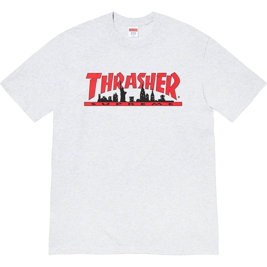 Details on Supreme Thrasher Skyline Tee Ash Grey from fall winter
                                                    2021 (Price is $44)