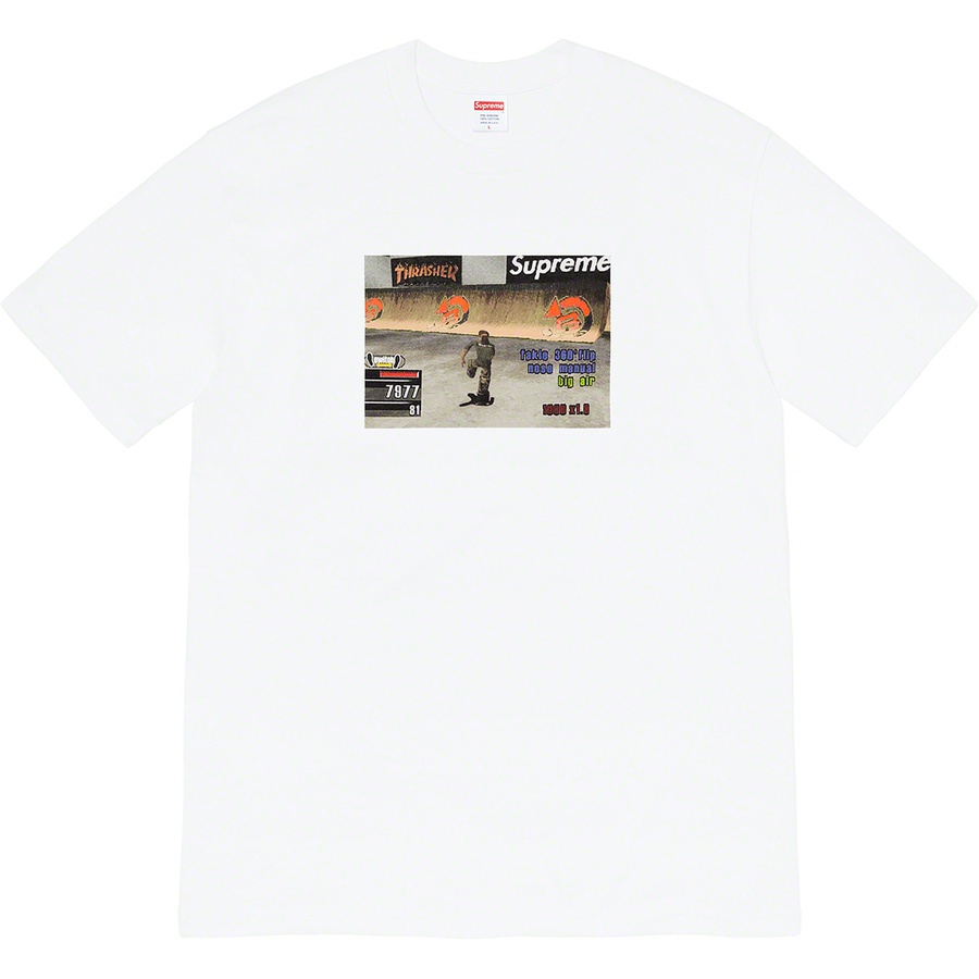 Details on Supreme Thrasher Game Tee White from fall winter 2021 (Price is $44)