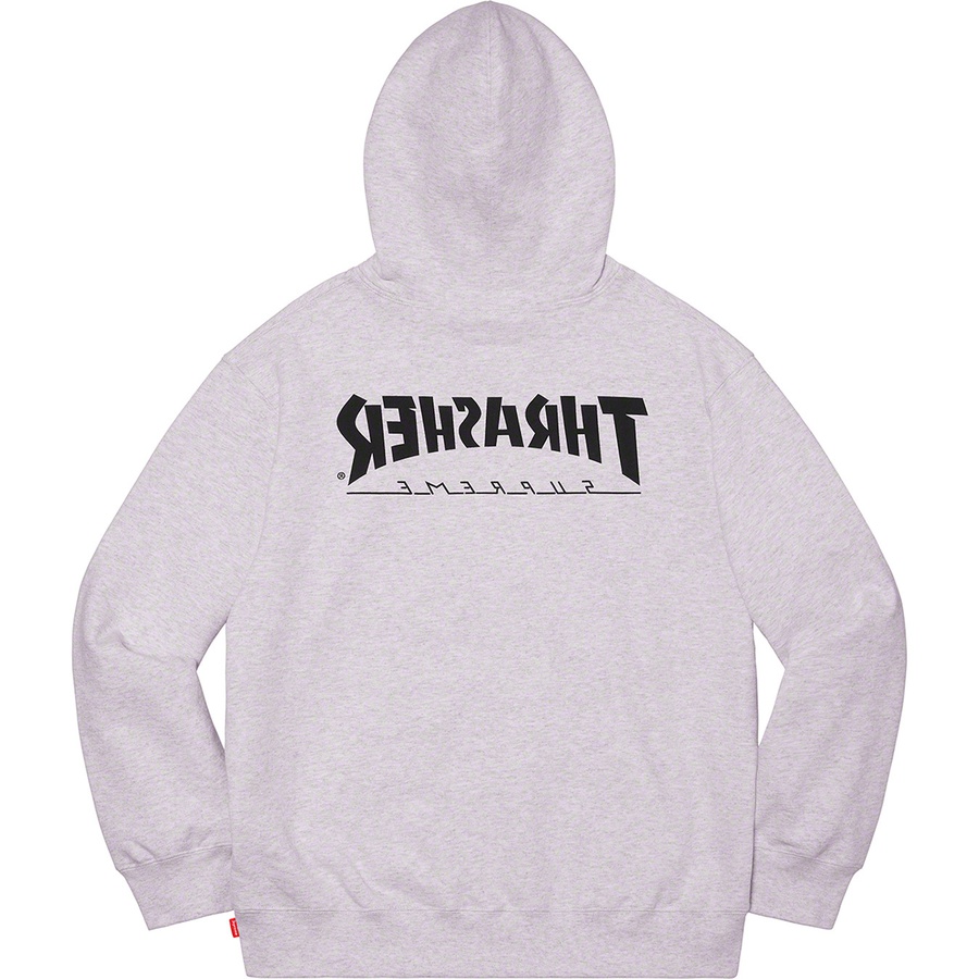 Details on Supreme Thrasher Hooded Sweatshirt Ash Grey from fall winter
                                                    2021 (Price is $168)