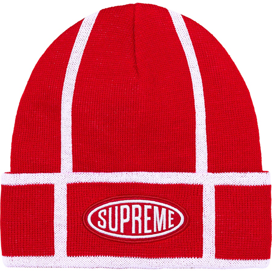Details on Grid Beanie Red from fall winter
                                                    2021 (Price is $38)