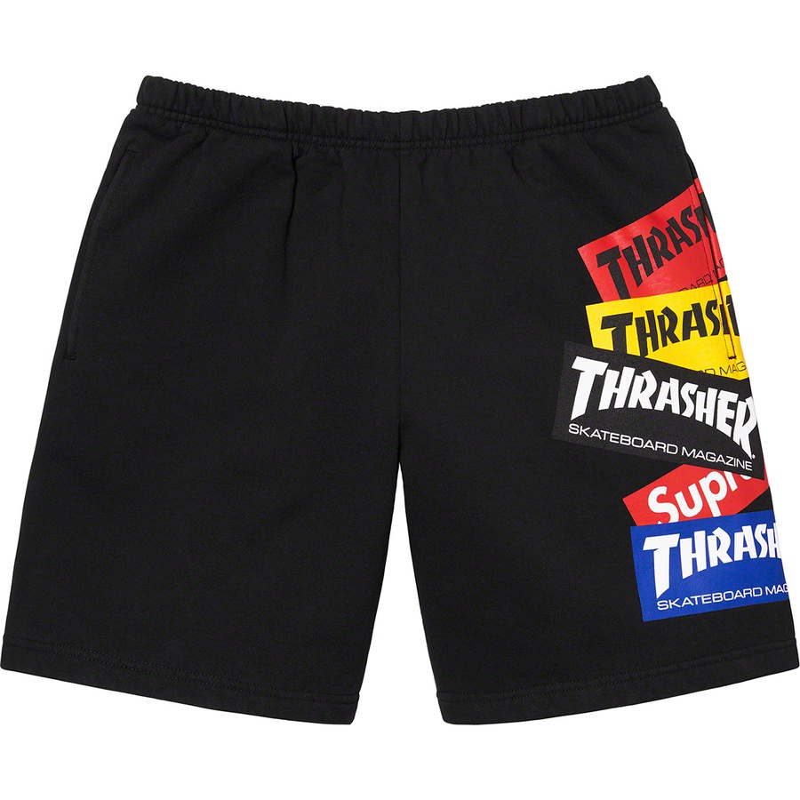 Details on Supreme Thrasher Multi Logo Sweatshort Black from fall winter
                                                    2021 (Price is $118)