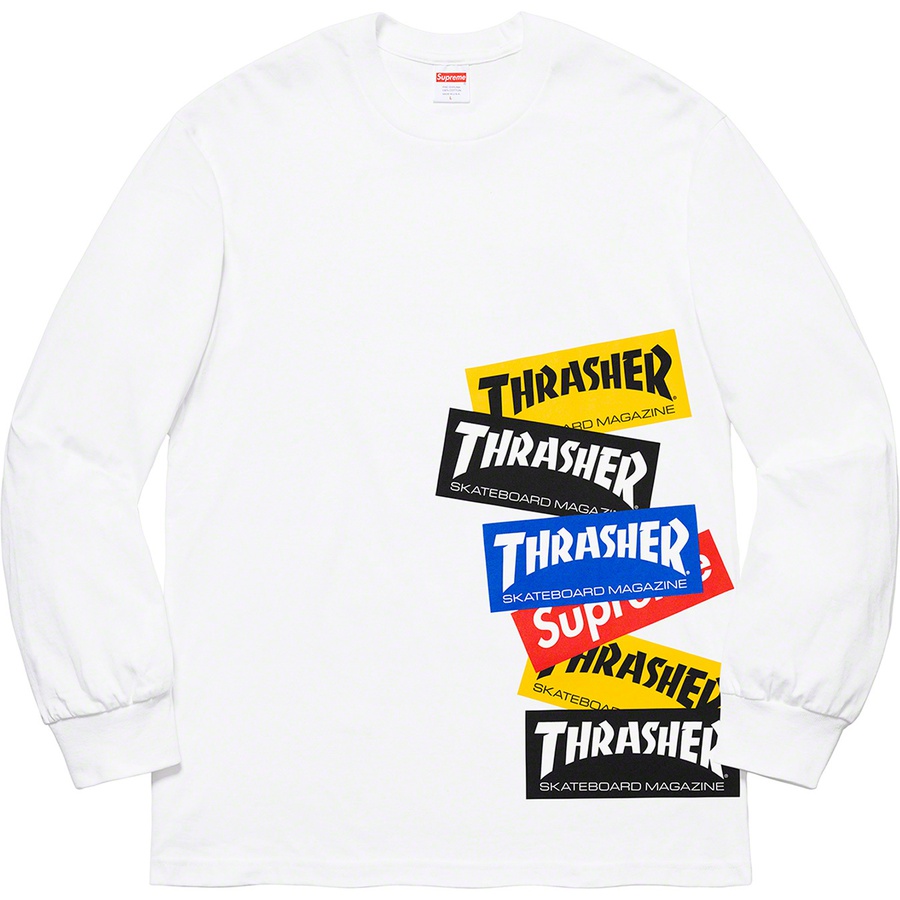 Details on Supreme Thrasher Multi Logo L S Tee White from fall winter
                                                    2021 (Price is $54)