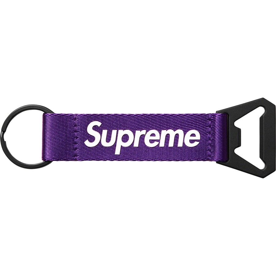 Details on Bottle Opener Webbing Keychain Purple from fall winter
                                                    2021 (Price is $18)