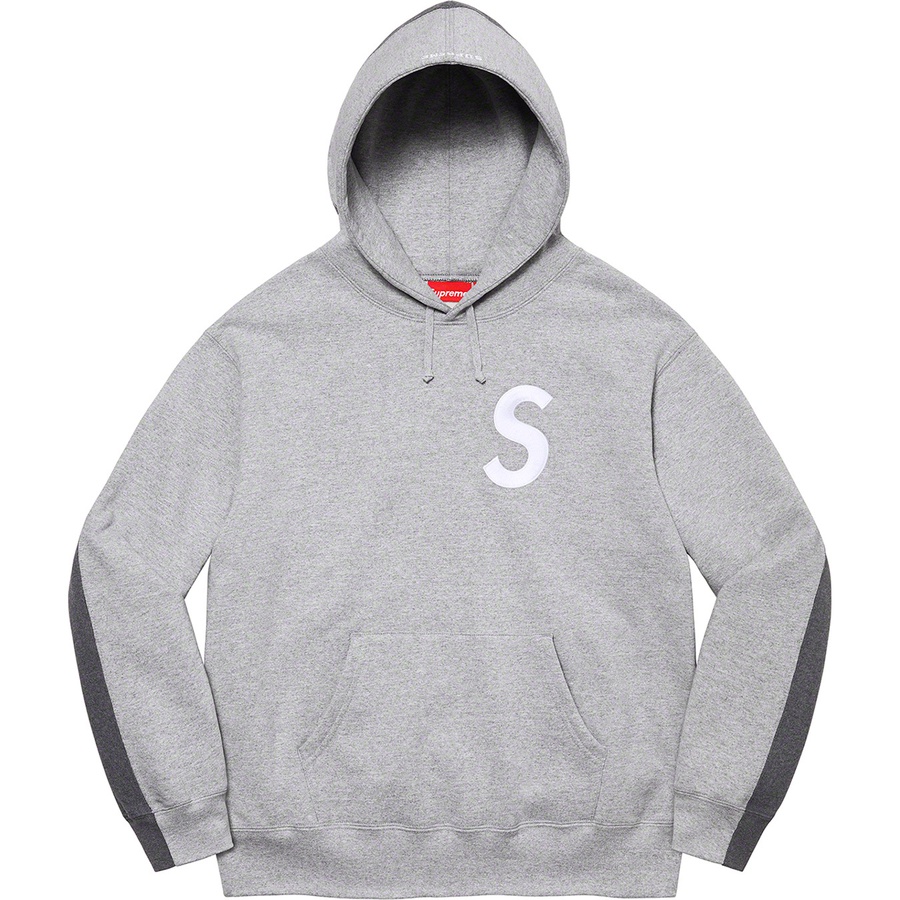 Details on S Logo Split Hooded Sweatshirt Heather Grey from fall winter
                                                    2021 (Price is $168)