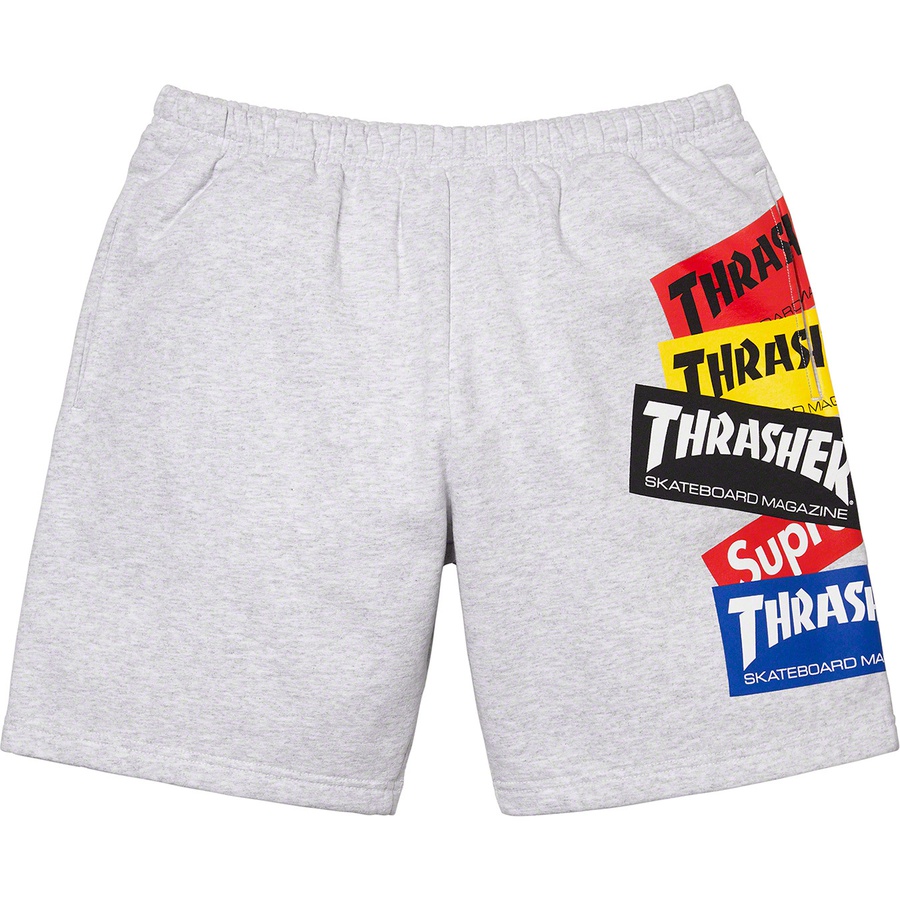 Details on Supreme Thrasher Multi Logo Sweatshort Ash Grey from fall winter
                                                    2021 (Price is $118)