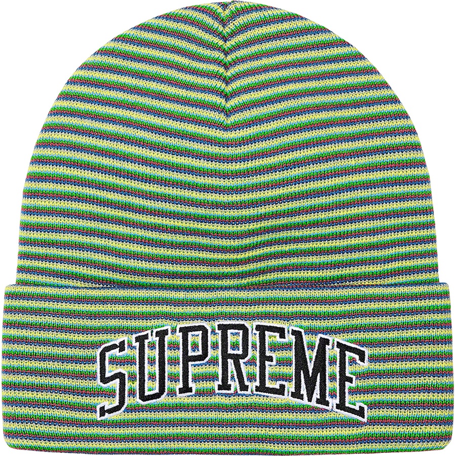 Details on Rainbow Stripe Beanie Green from fall winter 2021 (Price is $38)