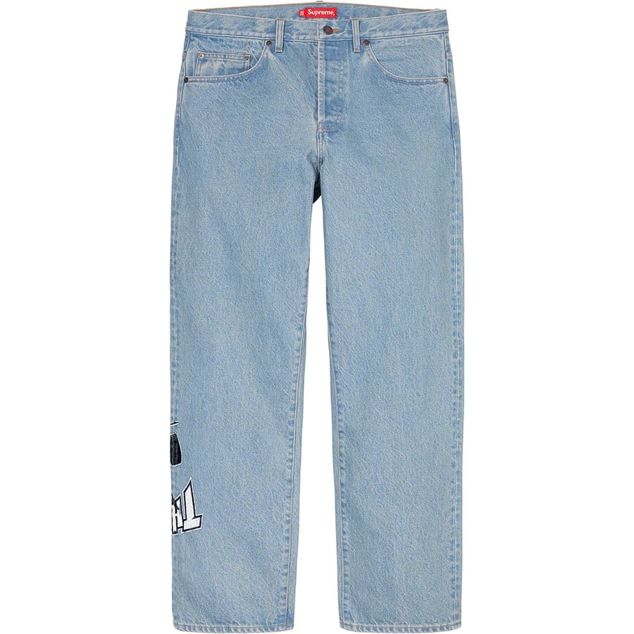 Details on Supreme Thrasher Regular Jean Washed Blue from fall winter 2021 (Price is $168)