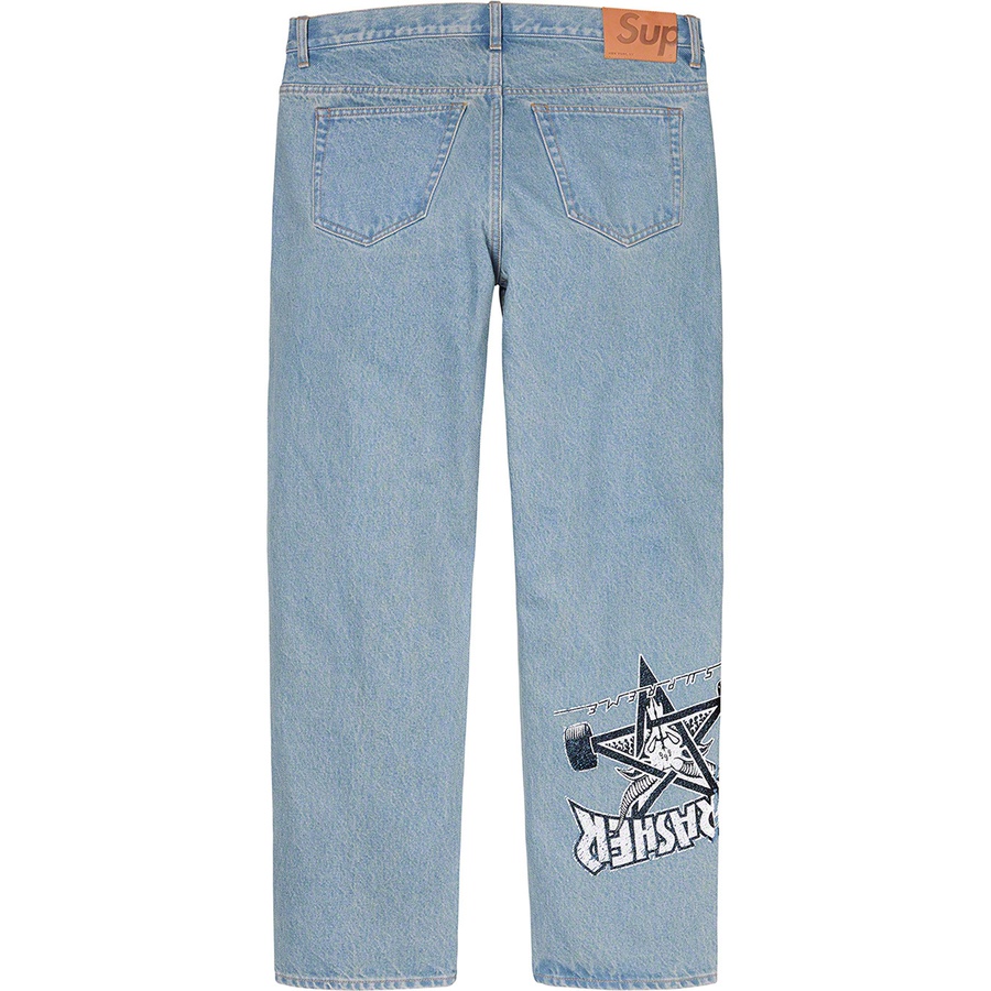 Details on Supreme Thrasher Regular Jean Washed Blue from fall winter 2021 (Price is $168)