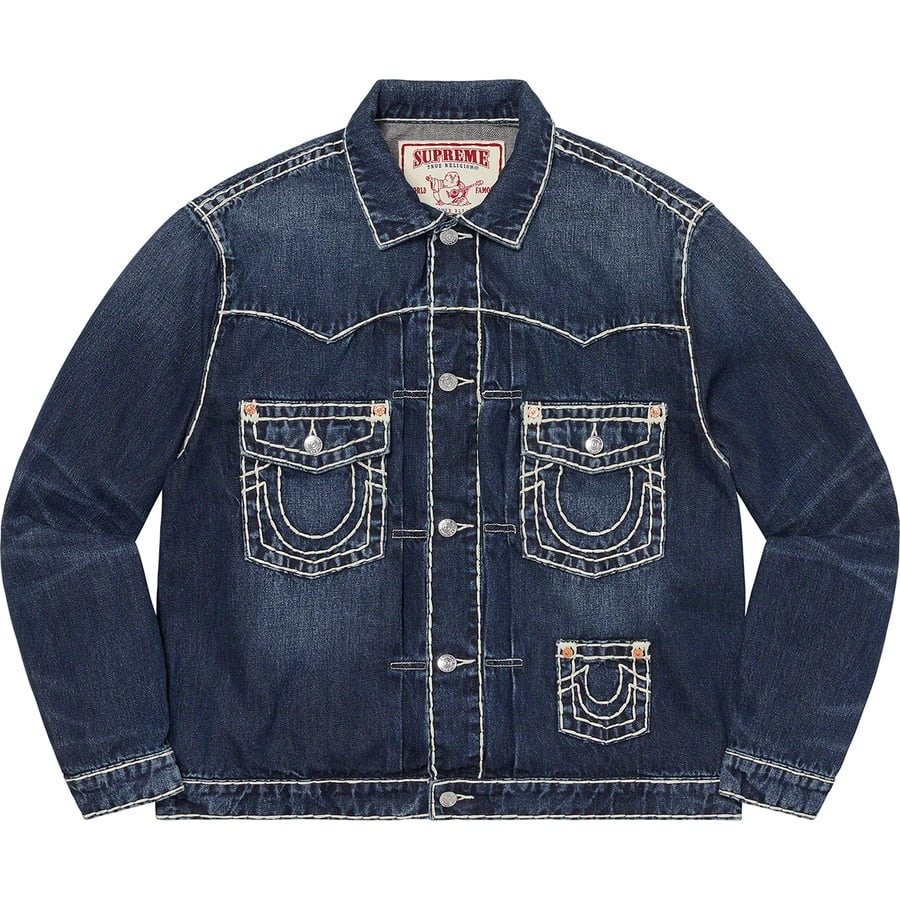 Details on Supreme True Religion Denim Trucker Jacket Washed Blue from fall winter
                                                    2021 (Price is $268)