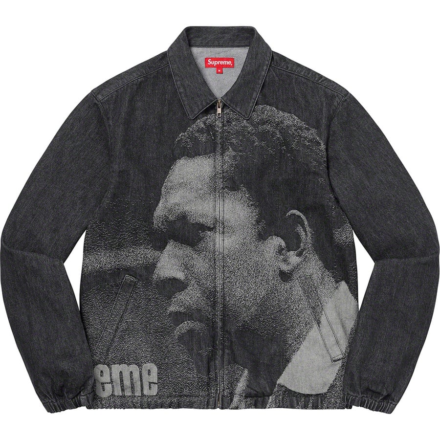 Details on John Coltrane A Love Supreme Denim Harrington Jacket Black from fall winter
                                                    2021 (Price is $278)