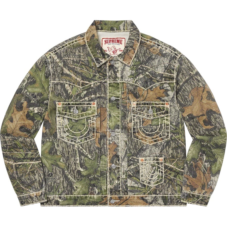 Details on Supreme True Religion Denim Trucker Jacket Mossy Oak® Camo from fall winter
                                                    2021 (Price is $268)