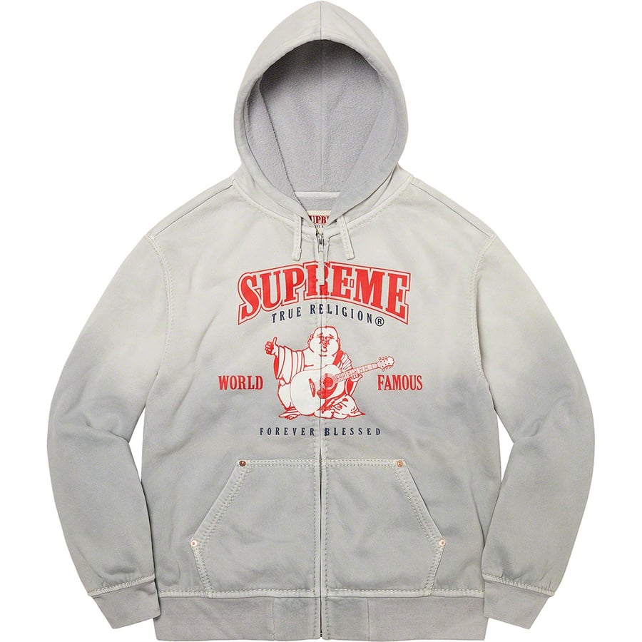 Details on Supreme True Religion Zip Up Hooded Sweatshirt Light Grey from fall winter 2021 (Price is $238)