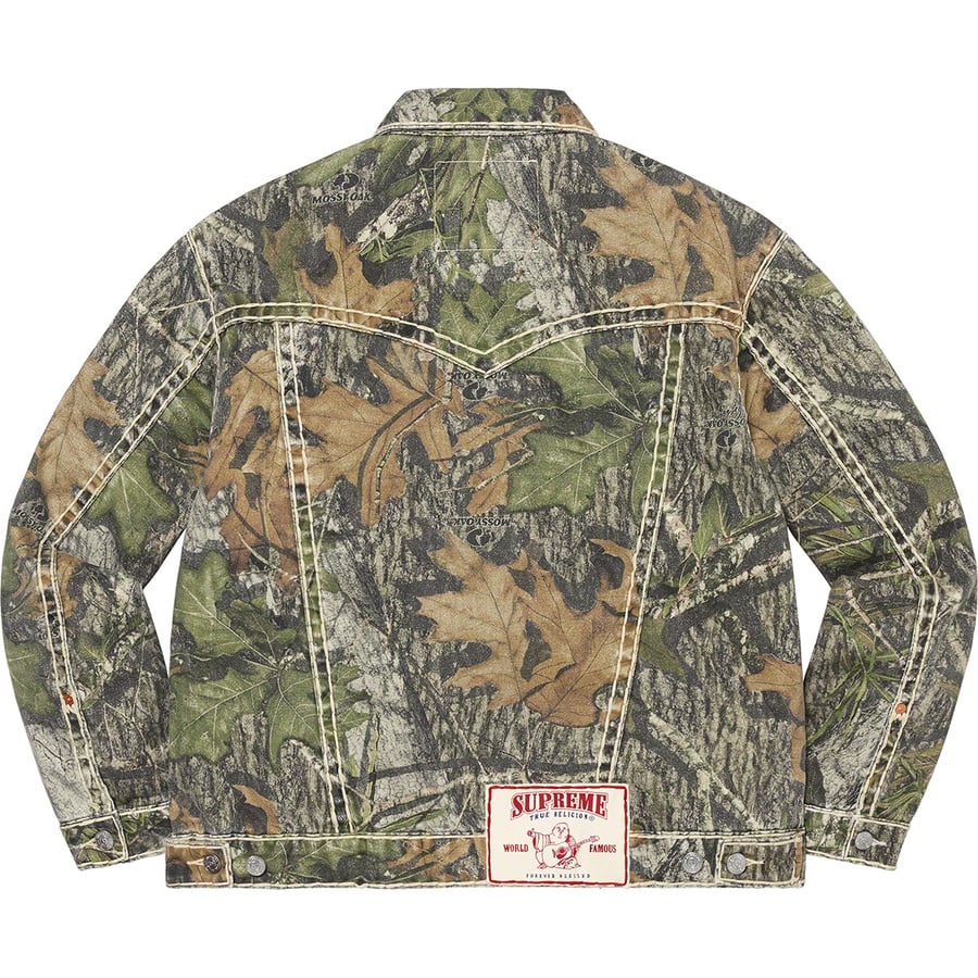 Details on Supreme True Religion Denim Trucker Jacket Mossy Oak® Camo from fall winter
                                                    2021 (Price is $268)