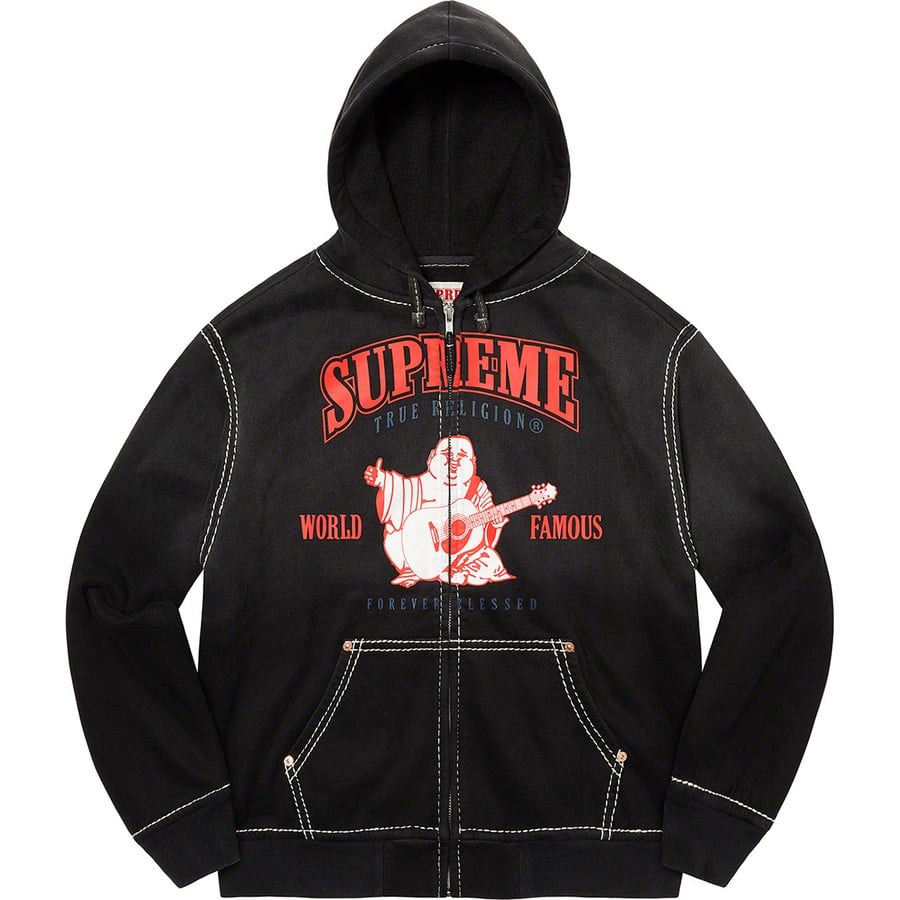 Details on Supreme True Religion Zip Up Hooded Sweatshirt Black from fall winter 2021 (Price is $238)