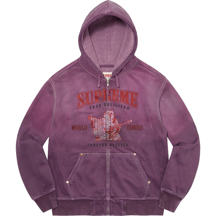 Details on Supreme True Religion Zip Up Hooded Sweatshirt Purple from fall winter
                                                    2021 (Price is $238)