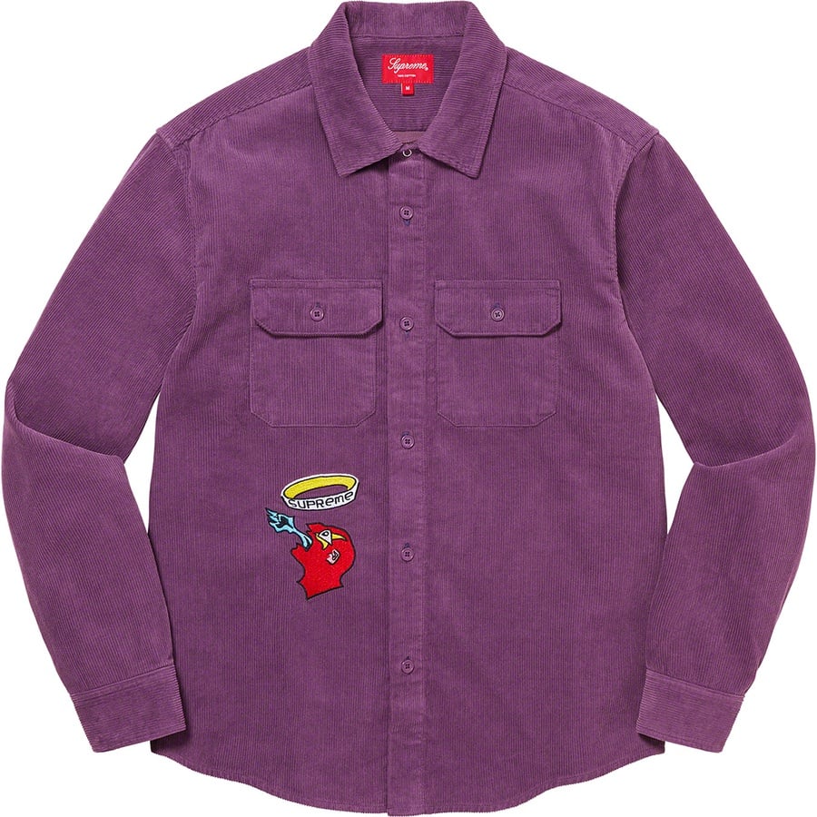 Details on Gonz Corduroy Work Shirt Purple from fall winter 2021 (Price is $138)