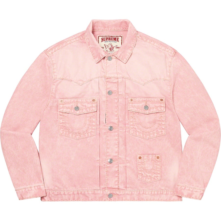 Details on Supreme True Religion Denim Trucker Jacket Pink from fall winter
                                                    2021 (Price is $268)