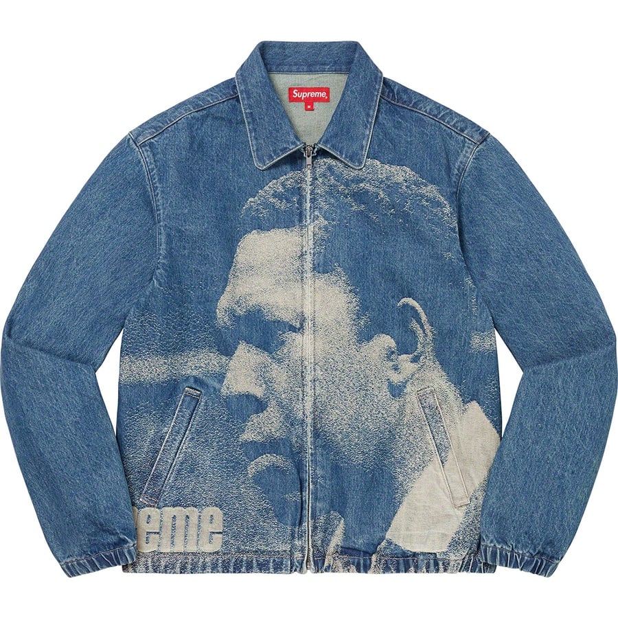 Details on John Coltrane A Love Supreme Denim Harrington Jacket Blue from fall winter
                                                    2021 (Price is $278)