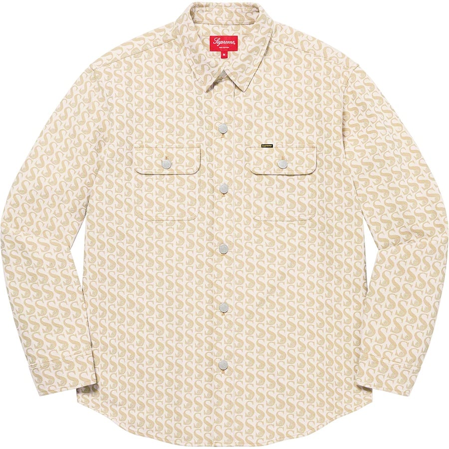 Details on Monogram Denim Shirt Tan from fall winter 2021 (Price is $148)