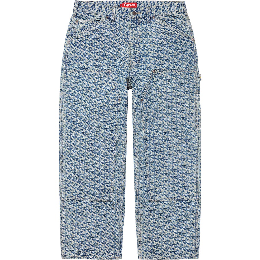 Details on Monogram Double Knee Denim Painter Pant Blue from fall winter
                                                    2021 (Price is $178)