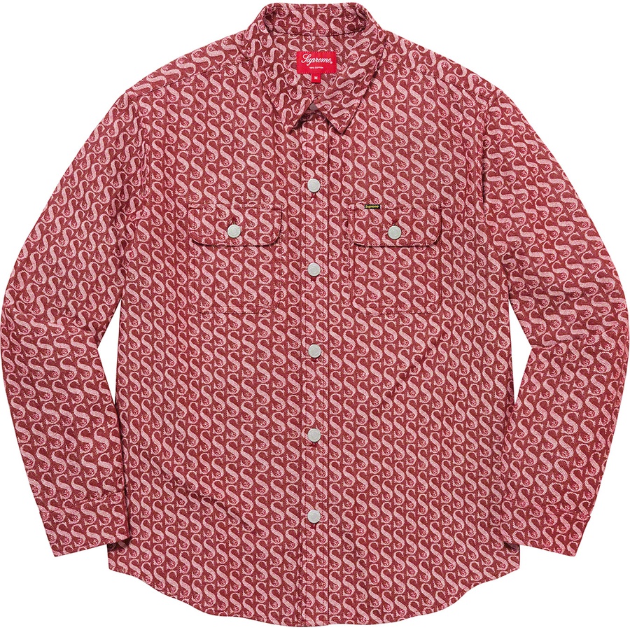 Details on Monogram Denim Shirt Red from fall winter
                                                    2021 (Price is $148)