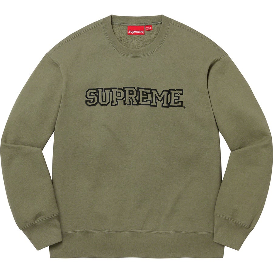 Details on Shattered Logo Crewneck Light Olive from fall winter 2021 (Price is $138)