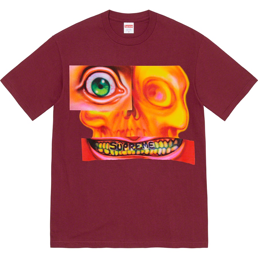 Details on Face Tee Burgundy from fall winter 2021 (Price is $38)