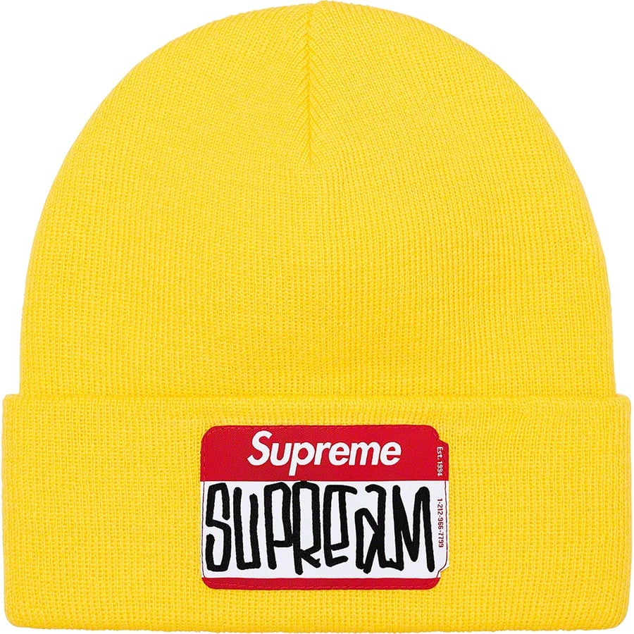 Details on Gonz Nametag Beanie Yellow from fall winter
                                                    2021 (Price is $38)