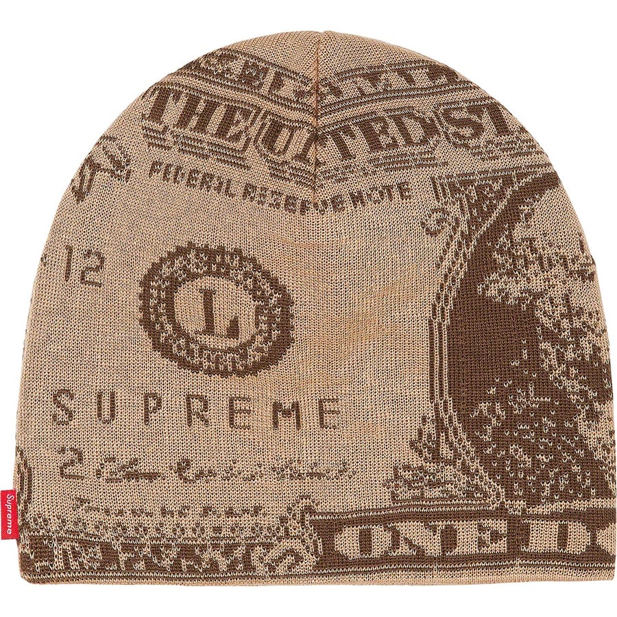 Supreme Dollar Beanie (FW21) - Tan - $38