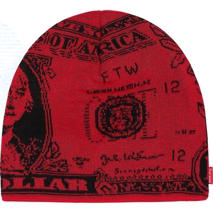 Supreme Dollar Beanie (FW21) - Red - $38