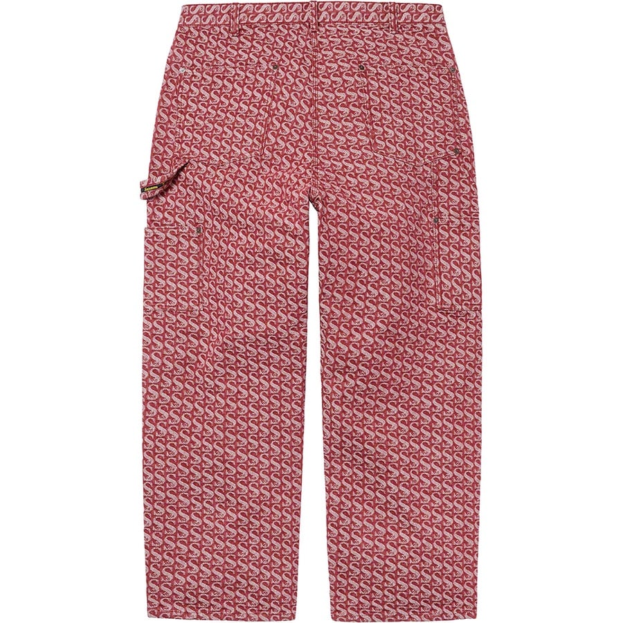 Details on Monogram Double Knee Denim Painter Pant Red from fall winter 2021 (Price is $178)