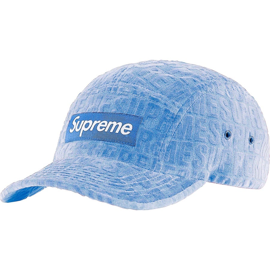 Details on Velvet Pattern Camp Cap Light Blue from fall winter
                                                    2021 (Price is $58)