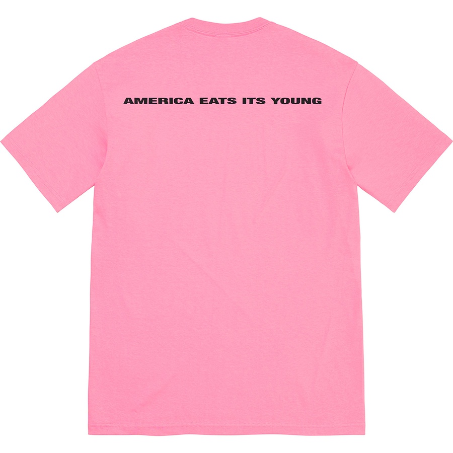 Details on America Eats Its Young Tee Pink from fall winter
                                                    2021 (Price is $44)