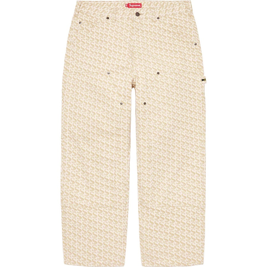 Details on Monogram Double Knee Denim Painter Pant Tan from fall winter
                                                    2021 (Price is $178)